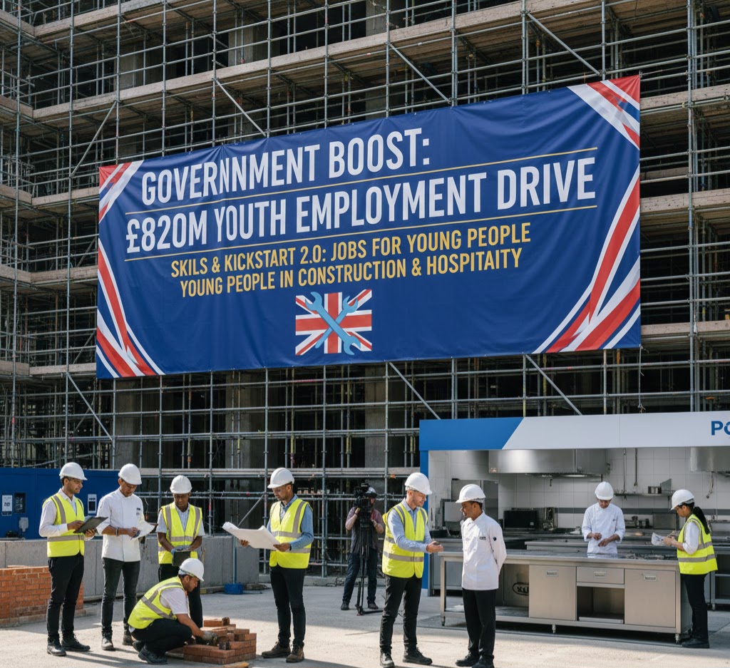 年輕人在建築工地接受培訓